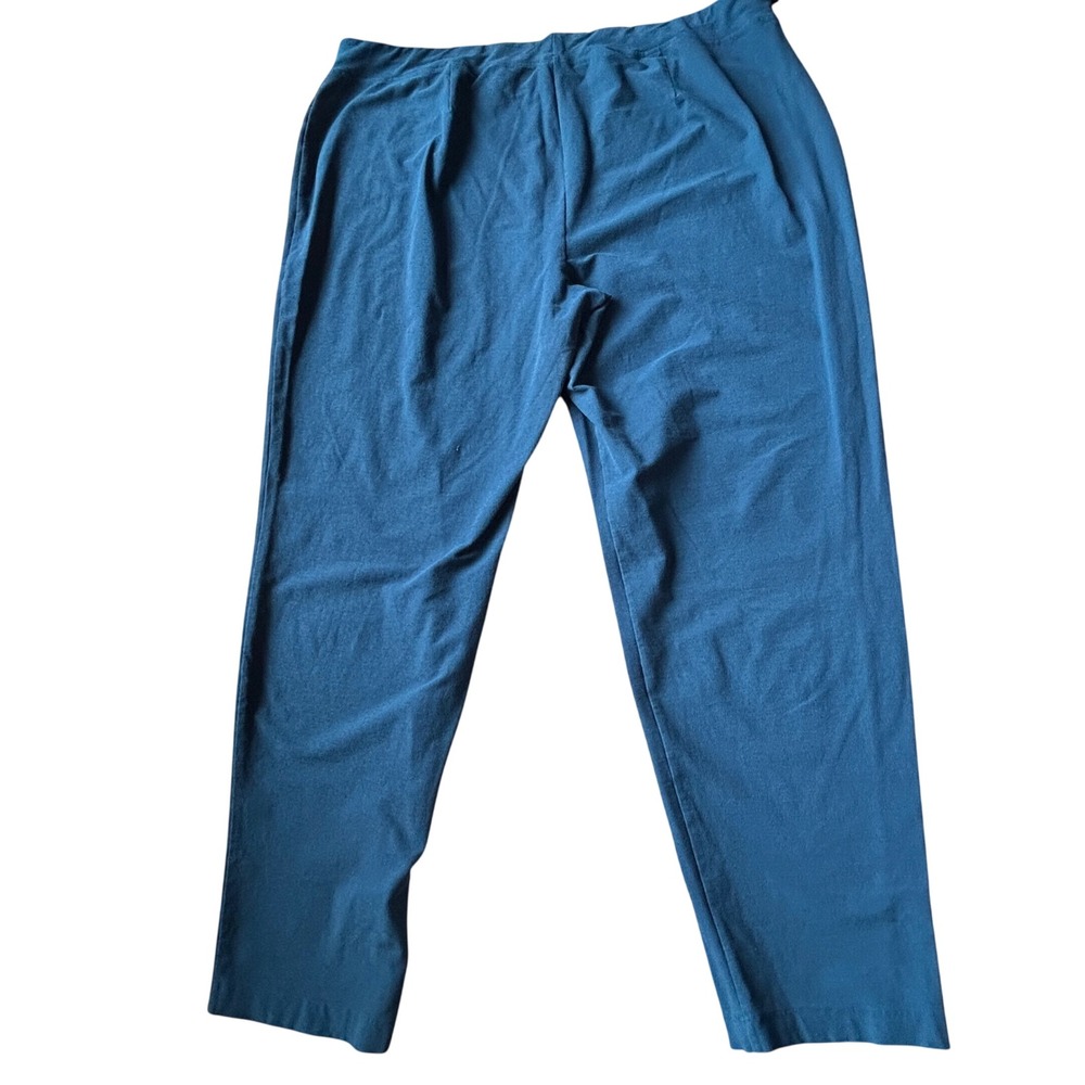 Eileen Fisher Ankle Pants 1X Teal Blue Stretch Jersey Pull On - Picture 6 of 7